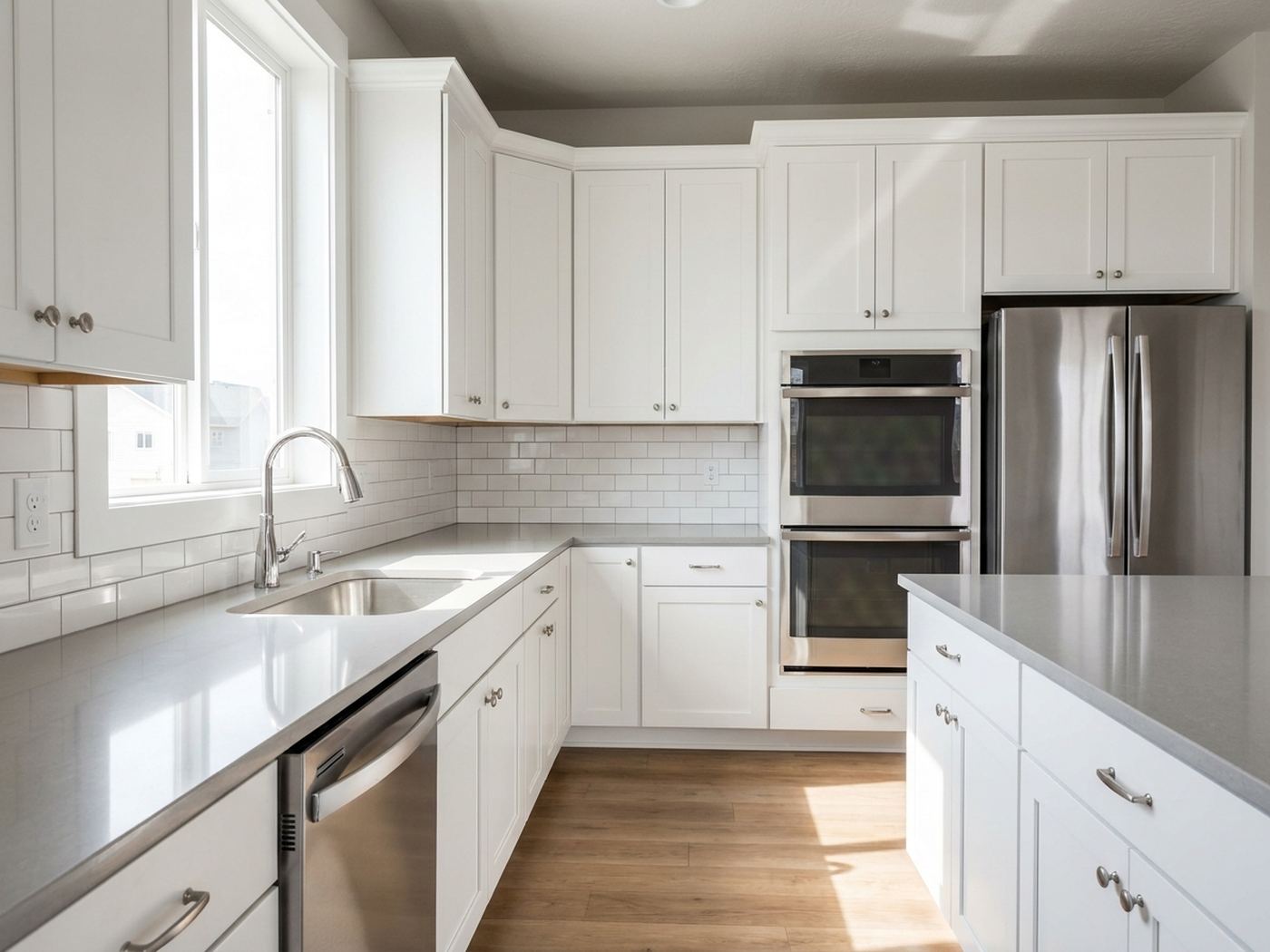 Design concept of a bright kitchen for an NJ Cleaning Pros guide; not a customer project