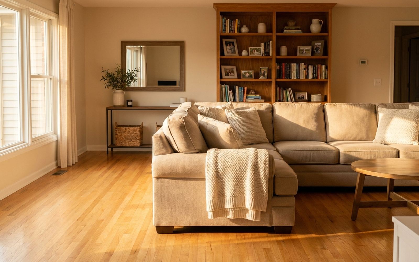 Design concept of a comfortable living room for an NJ Cleaning Pros guide; not a customer project